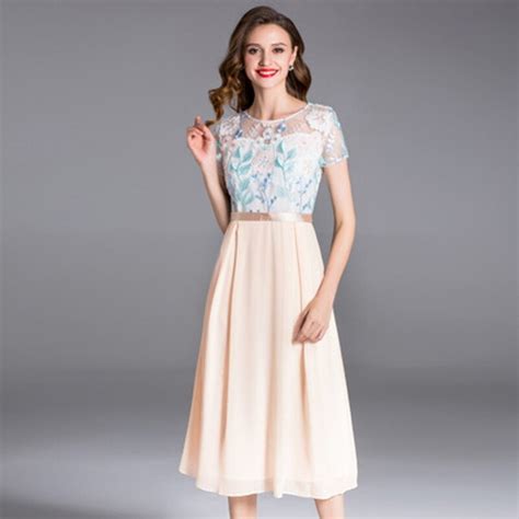Sweet Floral Dresses 2018 New High Quality Spring Lace