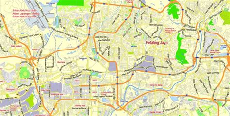 Kuala Lumpur Map Vector Malaysia Eng City Plan Editable Illustrator