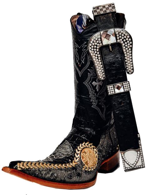 Detailed Black Beauty Authentic Mexican Boots Botas Boots Mens