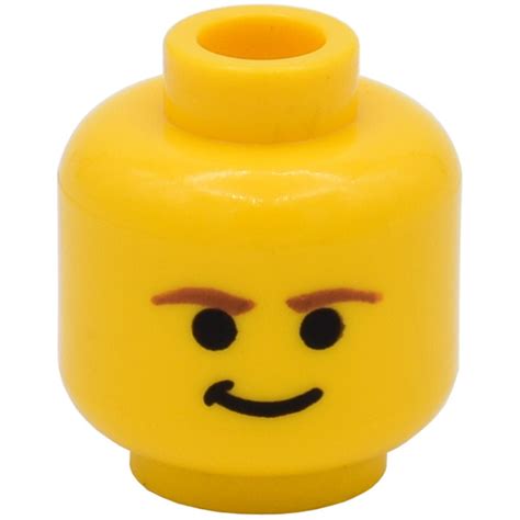 Lego Minifig Head With Smirk And Brown Eyebrows Safety Stud 3626