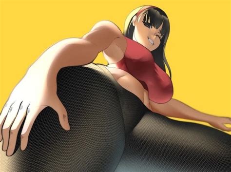 Rule 34 Amagi Yukiko Big Breasts Dark Hair Looking At Viewer Looking Down Looking Pleasured