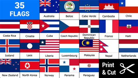 Printable Country Flags With Blue White And Red Memozor