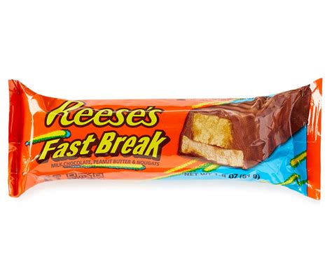 reese fast break milk chocolate peanut butter and nougat king size candy gluten free oz bar