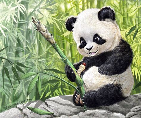 Cute Panda Cub And Grub By Psithyrus On Deviantart Realistic Animal