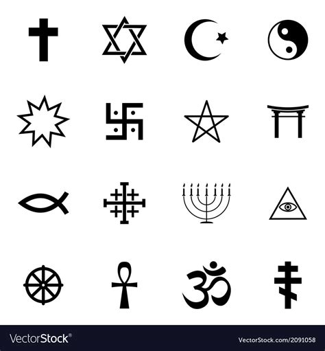 Black Religious Symbols Set Royalty Free Vector Image