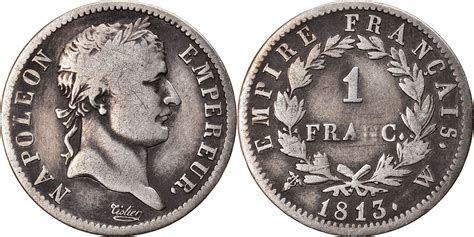 France Franc 1813 W Coin Napoléon I Lille Silver Km69216 Vf30 35