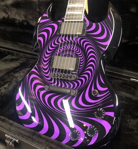 A Purple And Black Electric Guitar In Its Case