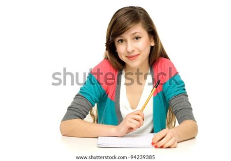 Стоковая фотография 94239385 Female Student Doing Homework Shutterstock