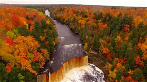 Drone Video Shows Fall Colors At Tahquamenon Falls In Paradise