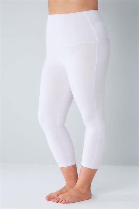 white tummy control soft touch cropped leggings plus size 16 to 36 yours clothing