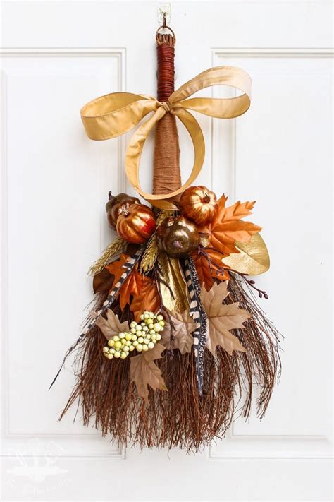 Rustic Fall Cinnamon Broom Wreath Thrift Store Upcycle Fall Crafts