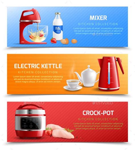 Household Appliances Horizontal Banners Graphic Design Marketing