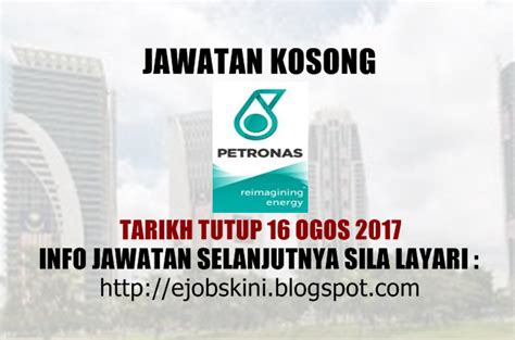 Untuk permohonan online sila liat dan unduh di : Jawatan Kosong PETRONAS ICT Sdn Bhd - 16 Ogos 2017