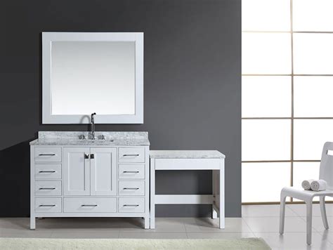 48 London Single Sink Vanity Set In White Finish With One Make Up