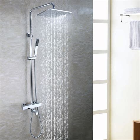 Elegant steam shower fixtures and shower panels are the perfect replacement for your old shower head. Bath Tub Exposed Shower Faucet Set 10 Inch Bathroom Rain ...