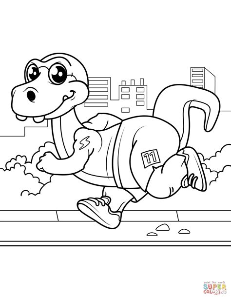 A collection of free printable dinosaur coloring pages. Cute Dinosaur Runner coloring page | Free Printable ...