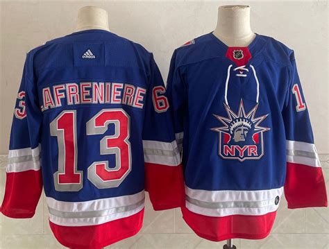 Mens New York Rangers 13 Alexis Lafreniere Adidas Hockey Royal 2021 Classic Edition Liberty Jersey