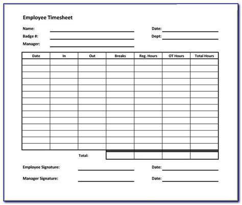 Weekly Timesheet Template With Overtime