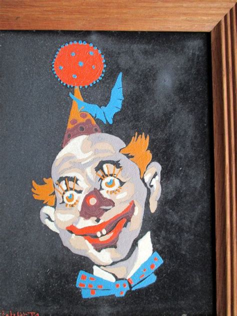 Vintage Clown On Velvet Paint By Numbers Etsy Vintage Clown