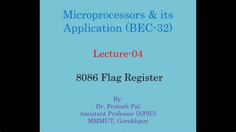 Microprocessors Lecture 04 8086 Microprocessor Flag Register Youtube