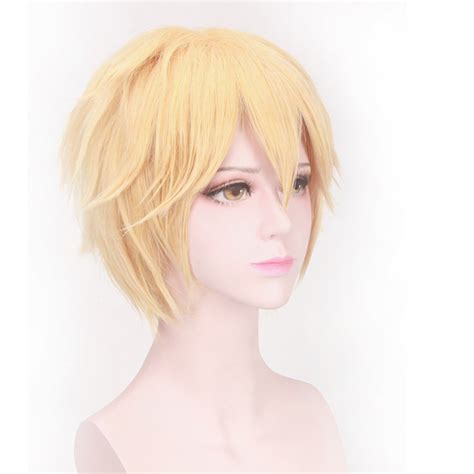 Anime Cosplay Wig Short Straight Blonde Hair Wig Fancy Dress Party