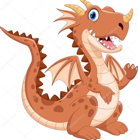 Vector Illustration Cute Dragon Cartoon Isolated White Background