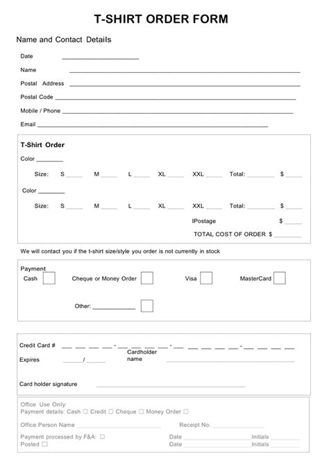 T-Shirt Order Form Template - download free documents for PDF, Word and ...