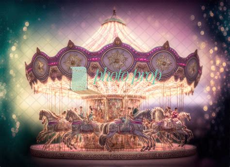 Vintage Carousel Horse Photography Backdrop Merry Go Round Carousel