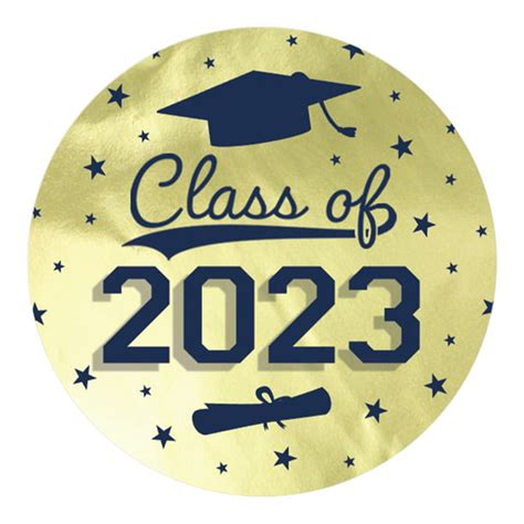 Distinctivs Blue And Gold Graduation Class Of 2023 Party Favor Stickers