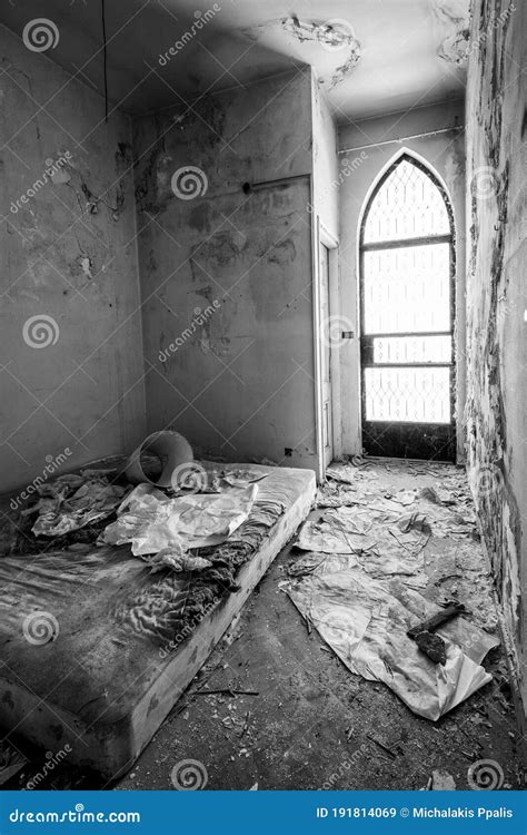 Creepy Derelict Bedroom With Rusty Mattress On The Floor In An