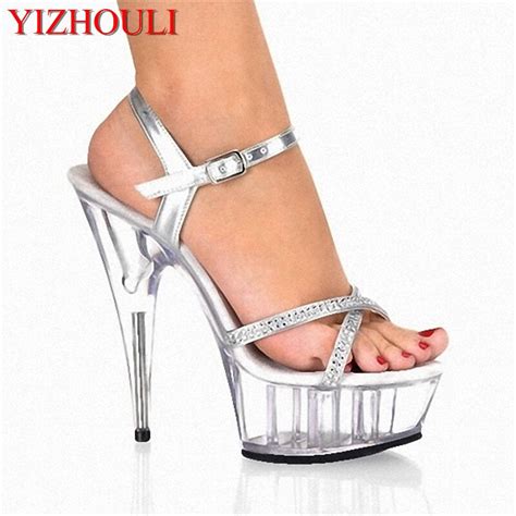 new shiny new stage sandals nightclub performance shoes sex shoes 15cm high heels dance shoes in