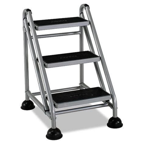 Cosco 3 Step 300 Lbs Capacity Gray Steel Step Stool In The Step Stools