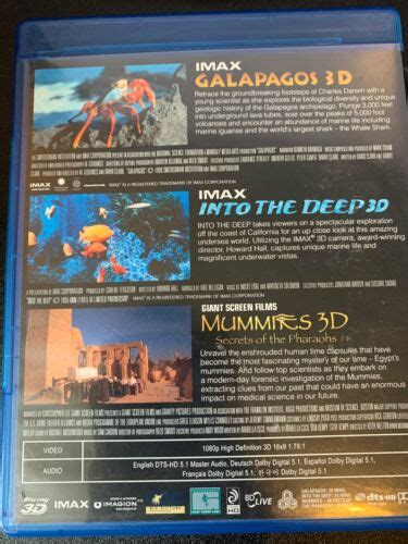 3d Triple Feature Imax Galapagos Into The Deep Mummies 3d Blu Ray Get It Fun 685738997220 Ebay