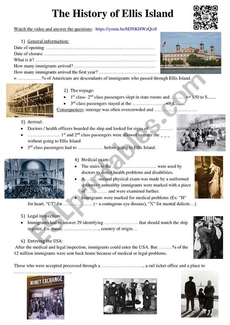 Ellis Island History Esl Worksheet By Guilou