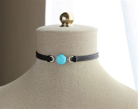 Turquoise Choker 14 Leather Colors To Choose From Etsy
