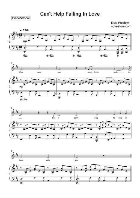 Elvis Presley Can T Help Falling In Love Sheet Music For Piano Pdf Piano Solo Cant Help
