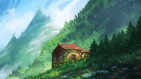 1366x768 Cozy Little House In Mountains 4k Laptop Hd Hd 4k Wallpapers