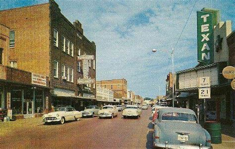 1950s Nacogdoches Square Texas Travel Old Street Stars At Night