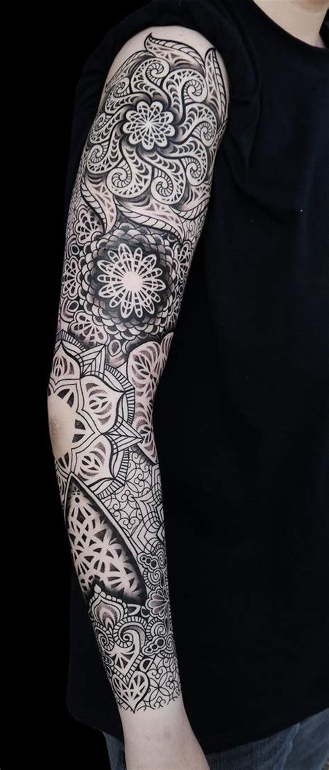 Dotwork Linework Mandala Full Sleeve Tattoo Done In 5 Consecutive