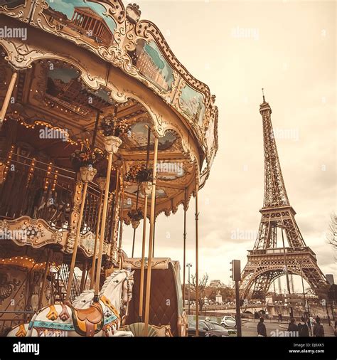 French Old Fashioned Style Carousel Carrousel Hi Res Stock Photography