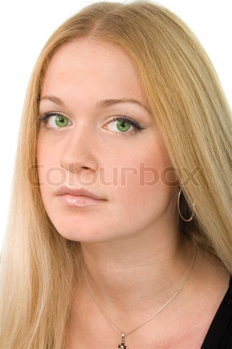 Portrait Of Pretty Green Eyed Blonde On Stock Image Colourbox