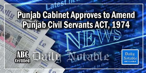 Punjab Cabinet Approves To Amend Punjab Civil Servants Act 1974 Dn