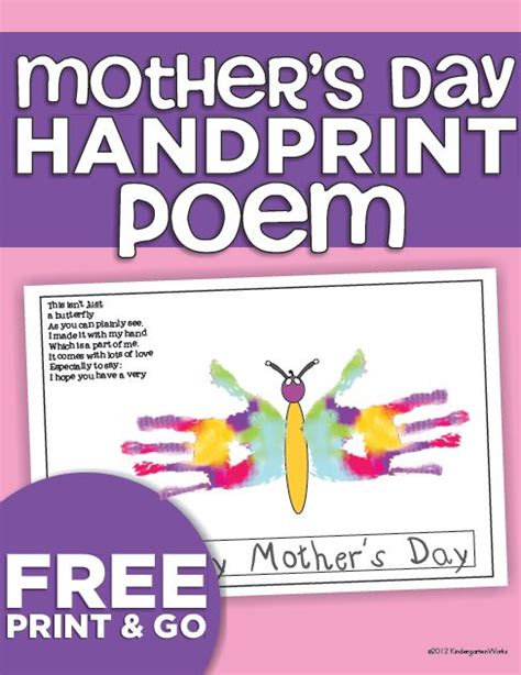 Mothers Day Handprint Butterfly Poem Freebie Printable