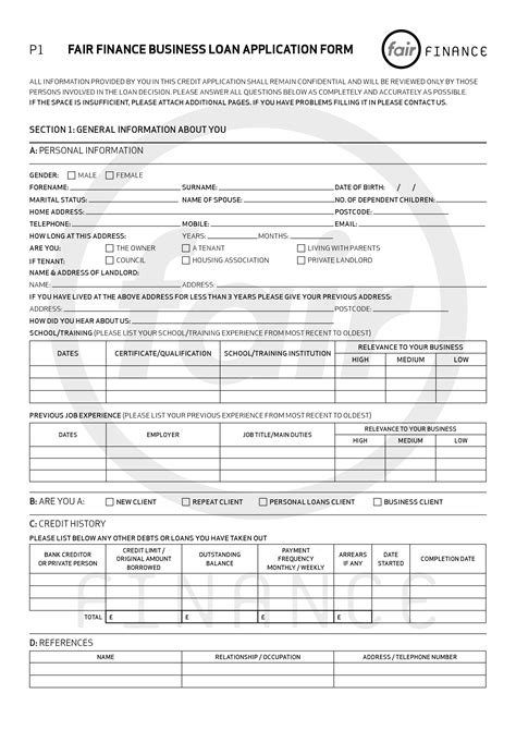 Printable Business Loan Application Form Tn Printable Forms Free Online