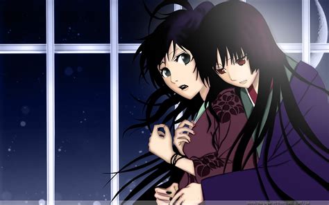 Two Black Haired Female Anime Characters Hd Wallpaper Wallpaper Flare