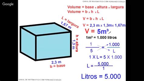 Quantos Litros Tem 10m³ Cálculo De Volume Volume De Figura