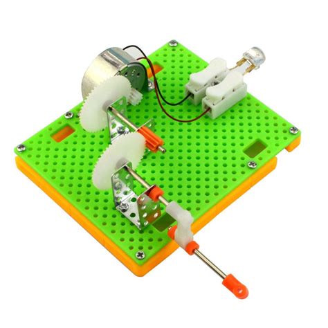 1set Diy Science Gizmo Hand Crank Generator Kids Puzzle Assembled Kits