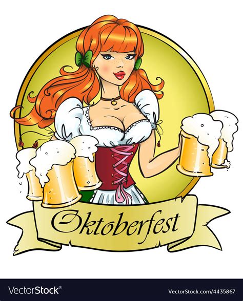 Pretty Pin Up Girl With Beer Mugs Royalty Free Vector Image