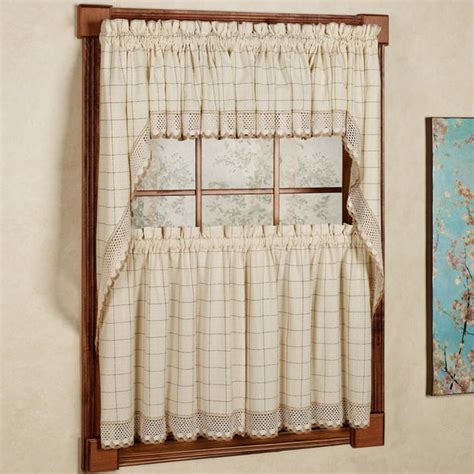 Adirondack Cotton Kitchen Window Curtains Toast 36 Tiers Swags