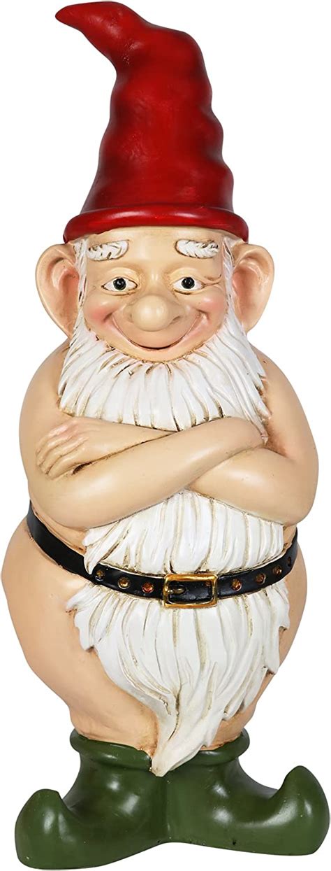 Exhart Naked Gnome Garden Statue Funny Resin Gnome Statue W Long My